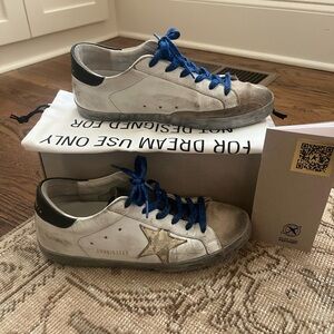 Golden Goose Deluxe Brand Sneaker Leather and Suede with Blue Laces Size 39